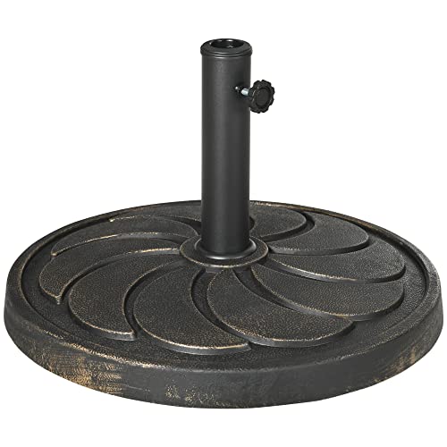 Outsunny Sonnenschirmständer 18 kg Runder Sonnenschirmfuß für Ø38/48 mm Schirmstange, Runder Gartenschirmständer für Balkon, Kunstharz, Bronze
