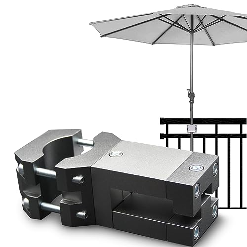 KD-TECH Stabiler Sonnenschirmhalter - Sonnenschirmständer für Balkon eckige Geländer - sichere Sonnenschirmbefestigung ohne Bohren