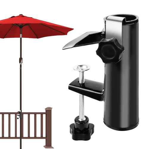 Fonyet Sonnenschirmhalter Balkongeländer Einstellbar Sonnenschirm Halterung Befestigung Balkon Metall Schirmhalter Sonnenschirmständer für Balkon, Terrasse Oder Tisch, Camping