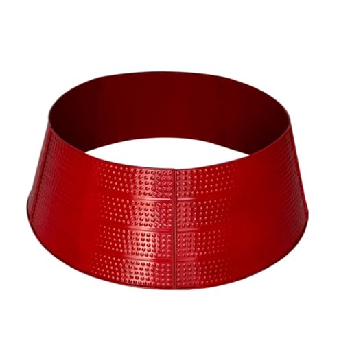 Weihnachtsbaum Kragen Metall-Weihnachtsbaumkrag en, 5-teiliger Weihnachtsbaumrock, Sockelständer, Urlaubsdekoration Weihnachtsbaum Korb(Rood)