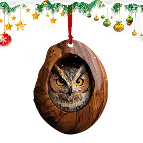 Acryl Baum Anhänger - Eule Weihnachtsbaum Dekorationen | Weihnachtsbaum Tier Muster 2D Acryl Ornament | Wohnzimmer Schlafzimmer Garten Saisonale Dekoration für Weihnachtsbaum Decke