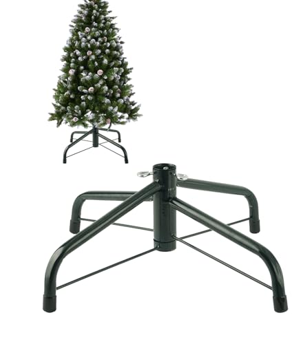 Ouvin Weihnachtsbaumständer 21 Zoll Metall Weihnachtsbaumständer für echte Bäume (Schwarz Baumständer Fußabdeckungen befestigt)