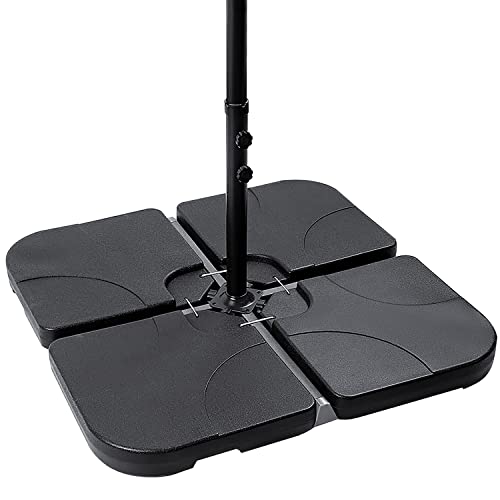 Ribelli 4-tlg Sonnen-Schirmständer Platten 50x50 cm 60L / 100kg Schirmgewicht Kunststoff befüllbar mit Wasser/Sand inkl. Metallverbinder Ampelschirmständer Schwarz 500488