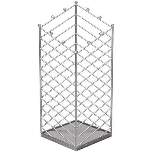 QHLMLL Schirmständer Schirmständer für den Eingangsbereich, Schlichter Schirmhalter aus Twill, rechteckiger Schirmbehälter aus Edelstahl für Restaurants mit rundem Kugelhaken, Geschenk (Silber)