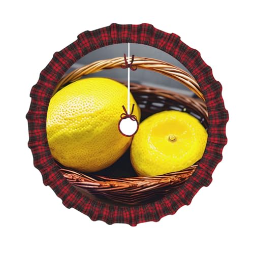 Weihnachtsbaumdecke mit einem Korb in Zitronenform, elegant, groß, langlebig, dekorative Matte – Weihnachtsbaum-Accessoire in traditionellem Stil