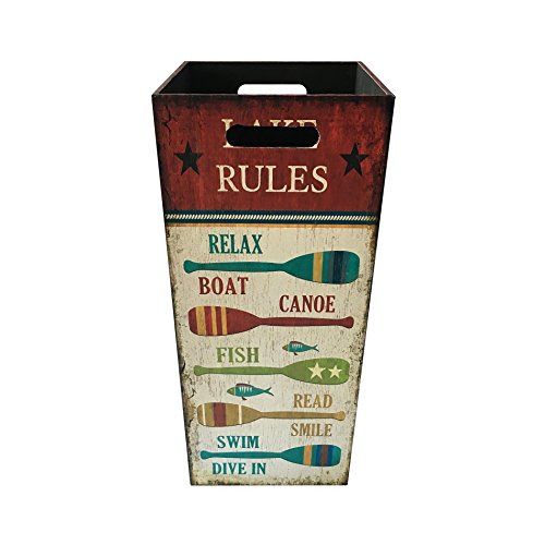 Rebecca Mobili Schirmständer mit Griffen, Schirmhalter im Vintage-Stil, Canvas MDF, Rot Weiß, Eingang Flur Haus – Maße: 53 x 25 x 25 cm (HxLxB) – Art. RE4833