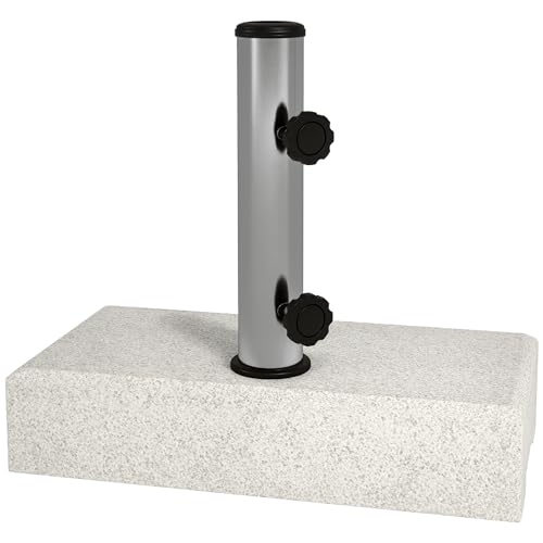 Outsunny Sonnenschirmständer aus Granit 25 kg Ampelschirmständer Schirmständer Schirmhalter, Schirmgewicht, Ständer für Sonnenschirm 32/38/48mm Rohrdurchmesser, für Balkon, Terasse, Garten, Grau