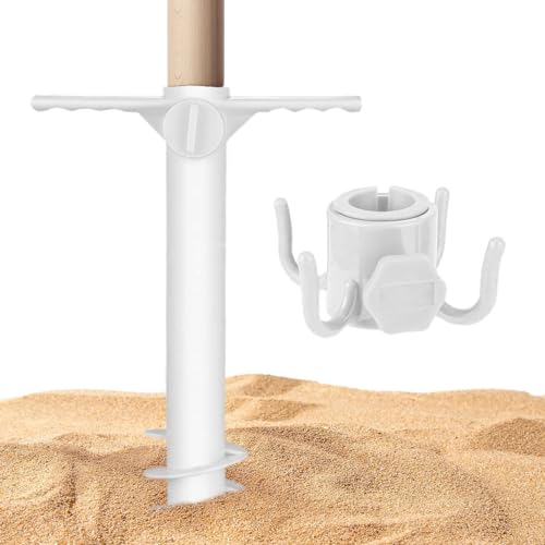 Sandpfahl für Strandschirm, mit Haken, Sonnenschirmständer, rostfrei, Zubehör für Garten, Camping, Innenhof, Angeln, Pool, Meer