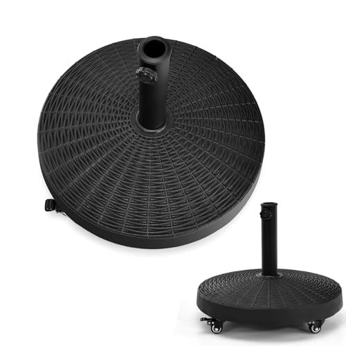KOMFOTTEU Schirmständer mit Rollen, Sonnenschirmständer ?52cm für Schirmstange 38mm / 48mm, Runder Balkonschirmständer rollbar 23kg, Marktschirmständer Balkonschirmständer schwarz