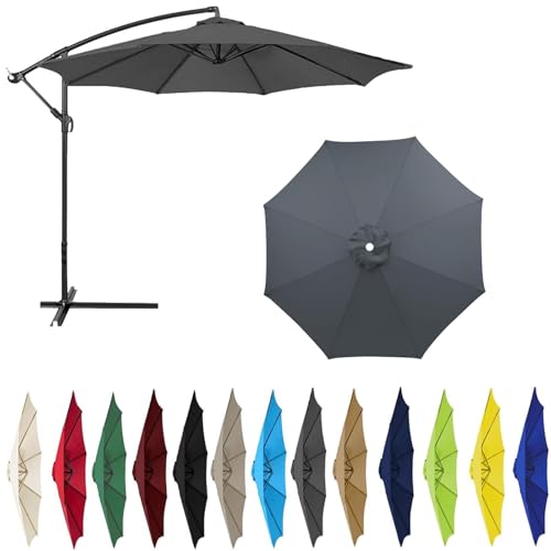 2,3m/2,7m/3,0m/3,5m/4,0m Sonnenschirm Ersatzbezug 6 Streben 8 Streben, Sonnenschirm Stoff UV Schutz 50 Windfest Gartenschirm Ersatz-Überdachung, Für Ampelschirm, Hof (8ribs:3.5m/11.5ft,Grau)