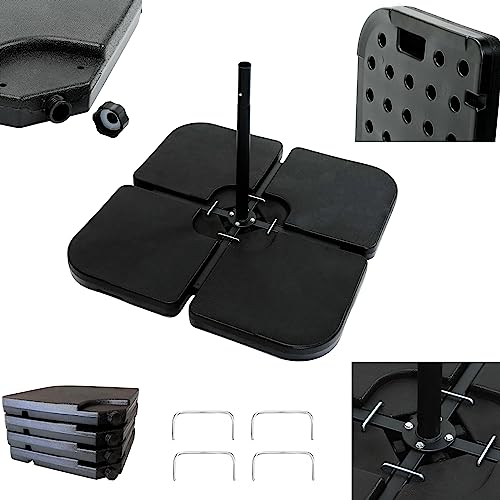 ToCi Sonnenschirmständer Gewichte aus witterungsbeständigem Kunststoff im Puzzle Design, befüllbare Gewichte für Sonnenschirm 4er-Set a 15 Kg, total 80 Kg, quadratisch abgerundet