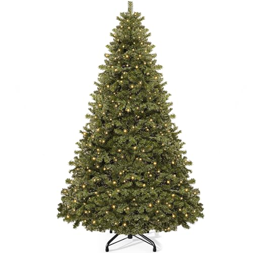 YITAHOME 180cm Künstlicher Weihnachtsbaum mit 250 LED Beleuchtung, ca. 880 Spitzen, Naturgetreu Tannenbaum mit Klappsystem-Rahmen & Metallständer, Schnellaufbau für Zuhause Geschäfte, 182 x ?110cm