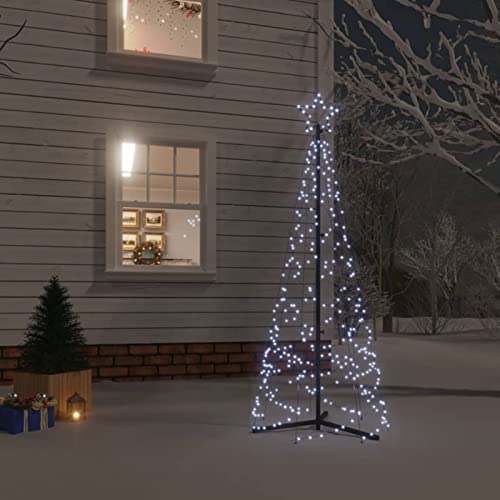 Festnight led Weihnachtsbaum mit Mittelpfosten Weihnachtsdeko Aussen Dekobaum Weihnachtsdeko Lichterkette Beleuchtung -Kaltweiß-180 x 70 cm