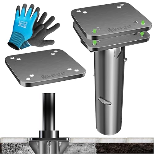 KESSER® Metall Universal-Bodenplatte | Sonnenschirmständer für Sonnenschirm & Ampelschirm | Bodenhülse für Kurbelschirm | Sonnenschirm-Schirm-Stän der | Bodenanker inklusive Handschuhe | Anthrazit