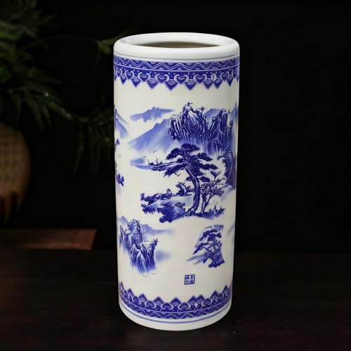 BEBANE Keramik-Schirmständer, Vintage-Keramik-Schirmst� �nder, handgefertigt, blau-weißes Porzellan mit Blumenmuster, multifunktionales bemaltes Porzellan(D,48 * 22cm/18.9 * 8.7in)