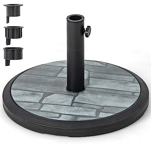 15 kg Sonnenschirmständer, 35 mm/38 mm/48 mm robuster runder Schirmständerhalter mit Glasoberfläche und 3 Adaptern, 48 cm Durchmesser. Freitragender Marktschirm für den Außenbereich, Garten, Terras