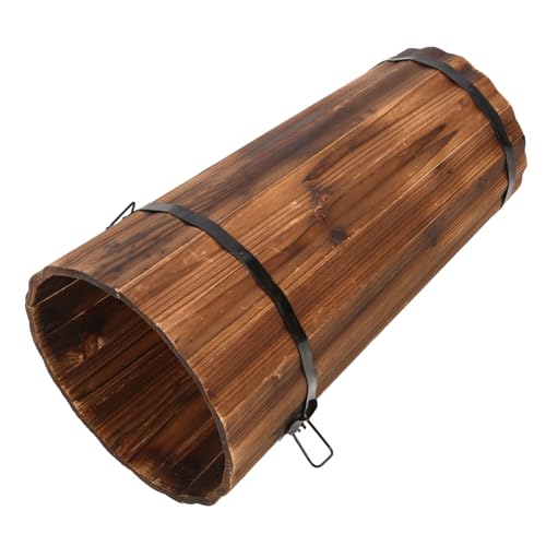 MUCKLILY Karbonisierter Holz Regenschirmhalter Großes Vintage Schirmständer für Innen Außen Hotel Eingangsbereich Multifunktionaler Schirmeimer Platzsparend Robust