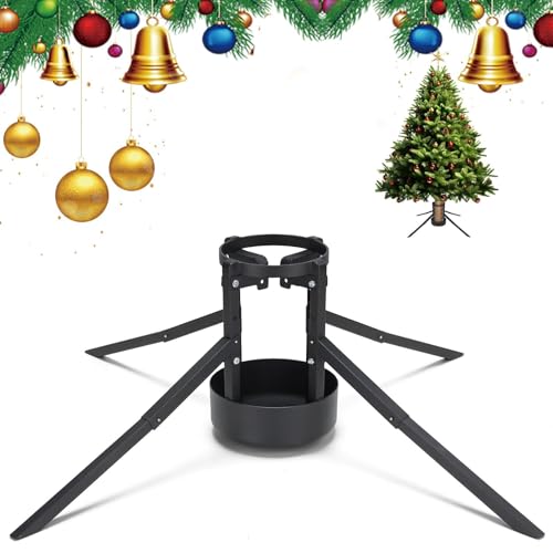 Starbover Weihnachtsbaumständer Schwarz, Weihnachtsbaumständer mit Wassertank für lebende Bäume, Christbaumständer Metall Außen für Stämme von 5,5-11cm, Tannenbaumständer für bis zu 10FT Bäumen
