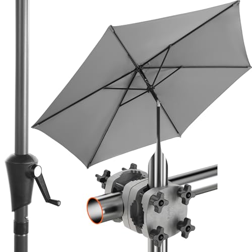 Menz Premium SET Sonnenschirm Balkon + Sonnenschirmhalter Balkongeländer + Sonnenschirmhülle - UV50+ Aluminium Sonnenschirm groß Ø 280 cm mit Kurbel - Anthrazit
