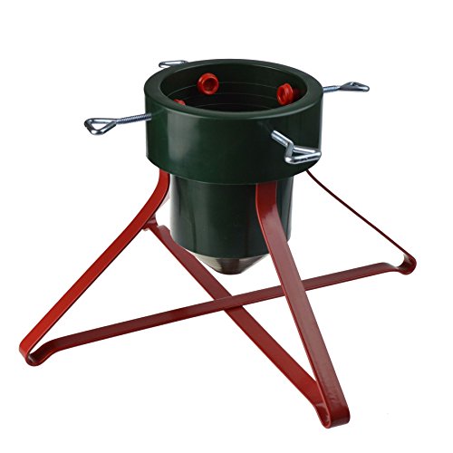Harbour Housewares Klassischer echter Weihnachtsbaumständer - Grün/Rot - 3 Zoll (7,6 cm) - mittelgroßer lebender Weihnachtsbaum-Dekor-Weih nachtsbaumhalter aus Metall für 5,5 Fuß Höhe mit Wasserhalter