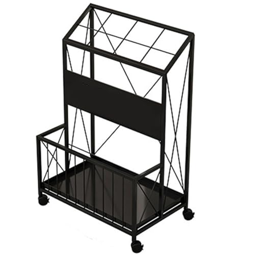 Kommerzieller Schirmständer mit Rollen und abnehmbarer Abtropfschale, Halterung mit großer Kapazität für 20–30 Regenschirme, perfekt für Hotels, Büros, Banken, Schulen, Gold/Schwarz