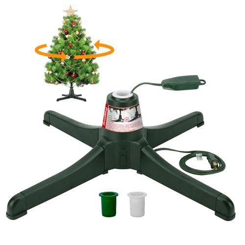 GREATDAY Drehbarer Weihnachtsbaumständer für künstliche Bäume, 360 Grad drehbar, bis zu 2,3 m und 36,3 kg, Metall oder Kunststoff, mit 3 Einstellungen, Stammdurchmesser 1,9 cm bis 3,2 cm