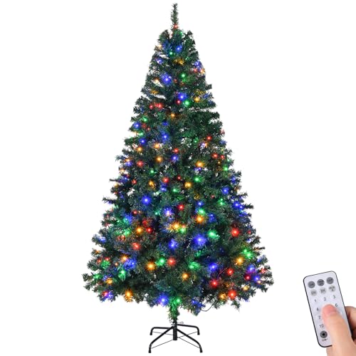 LEADZM 180/210/240cm Künstlicher Weihnachtsbaum, Tannenbaum künstlich mit Metallständer, Christbaum, PVC, für Zuhause, Büro, Geschäfte und Hotels (180cm, Grün mit 350 LEDs)