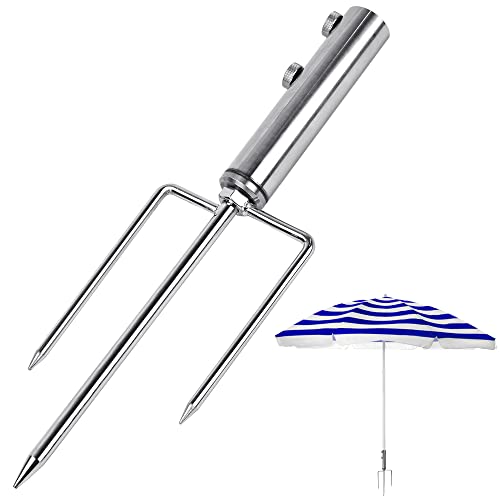 SCHYIDA Erdspieß Sonnenschirm Schirmständer, Sonnenschirmständer Rasendorn Strand Edelstahl Rasendorn Sonnenschirm Sonnenschirmhalter Sonnenschirmständer für Sonnenschirme, Angelschirme, 37 * 3.2cm