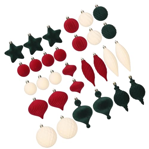 Uqezagpa Samtige raue Weihnachtsdekoration, starkes Polystyrol, Weihnachtsbaumdeck-Set mit verschiedenen Farben, moderne festliche Dekorationen