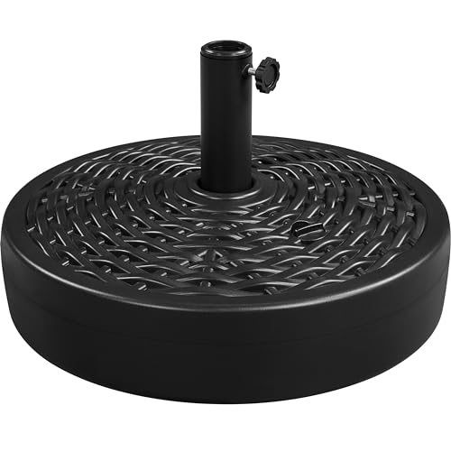 Yaheetech Sonnenschirmständer Gartenschirmhalter in Ratten-Optik ? 50 cm Rund Schirmgewicht mit Wasser/Sand Befüllbar für Schirmstänge ? 38/48 mm, Schwarz