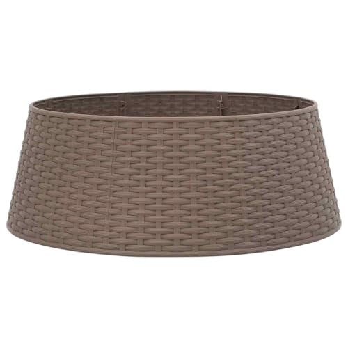 vidaXL Weihnachtsbaum Rock, Christbaumrock mit Rattan-Optik, Tannenbaumrock für Christbaum Ständer, Baumrock Baumkragen, Braun Kunststoff