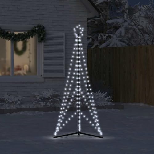 Festnight Led Weihnachtsbaum Aussen 180 cm 363 LEDs Beleuchtet Tannenbaum Outdoor Lichterbaum Draußen Weihnachtsdeko Außen Lichterpyramide Weihnachtsbeleuchtung Kegelform Metall