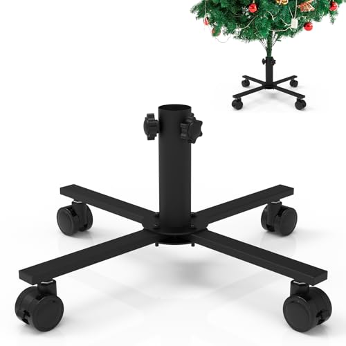 Mordx Weihnachtsbaumständer mit Gummirollen , Faltbarer Metall Weihnachtsbaumständer, Ständer für künstliche Weihnachtsbäume, Weihnachtsdekorationen (L40cm,ø 3.5 cm)