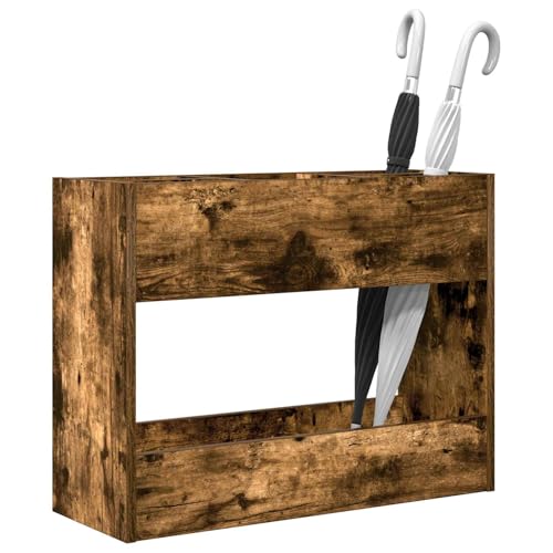 Tomostar Schirmständer aus Holz, Regenschirmständer, Eimer für Regenschirm, Raucheiche, 65 x 24 x 50 cm, Holz
