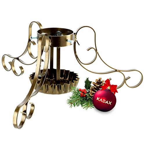 KADAX Weihnachtsbaumständer, Retro Ständer aus Stahl, Tannenbaumständer mit Schwingplatten System, Ständer für Baum, Stabiler Christbaumständer mit Wasserschüssel (67 cm, Gold)