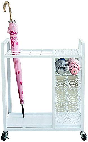 Schirmständer – Metallhalter 12 Fächern Abnehmbare Auffangwanne, fasst 12 Lange Regenschirme 8 Kurze Faltschirme, weiß