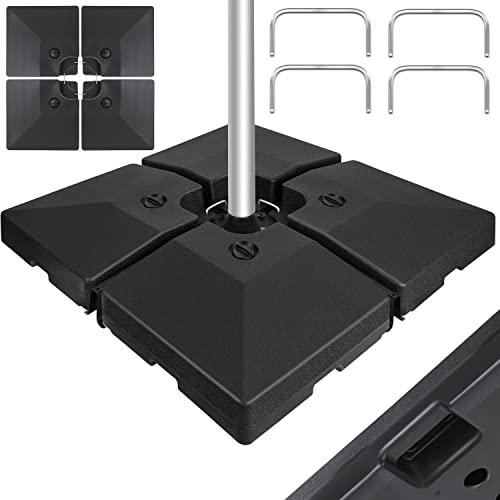 KESSER® Sonnenschirmständer 4-teilig Schirmgewicht Schirmständer für Ampelschirm Bodenkreuz 90 Liter / 120 kg befüllbar mit Wasser oder Sand Inkl. Metallverbinder Ampelschirmständer Kunststoff Schwarz