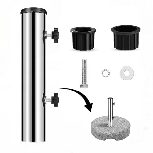 Blleshelfl Garten Sonnenschirm Standrohre Geliefert, Standrohr für Sonnenschirmständer, Garten Sonnenschirm Standrohr mit 3 TLG Reduzierring(49/39/32 mm), für Granit, Eisenplatte, Zementplatte