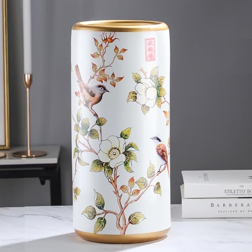Handgefertigter Schirmständer aus Keramik, 19,5 x 44 cm, Vintage-Design, chinesisches Design, für Hotel, Büro, Zuhause, bodenstehend, mit Applikationen