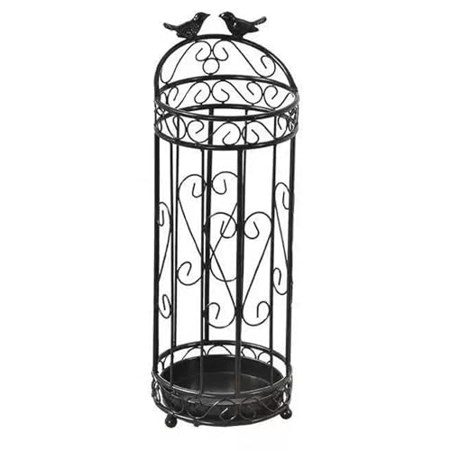 YHWKGZ Vintage-Schirmständer aus Metall mit Hohlraum, runder Schirmhalter mit Abnehmbarer Abtropfschale, freistehender Aufbewahrungsbehälter for Stöcke(Nero)