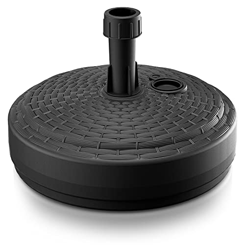 Deuba® Sonnenschirmständer Poly Rattan Rund bis Ø 26 mm Mast Befüllbar Sonnenschirm Schirmständer Ständer Gartenschirm Balkon Terrasse Garten Schwarz