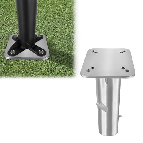 FIVMEN Bodenhülse Sonnenschirm Universal Metall Sonnenschirmständer für Ampelschirme Kurbelschirm Bodenanker zum Einbetonieren(Silber)