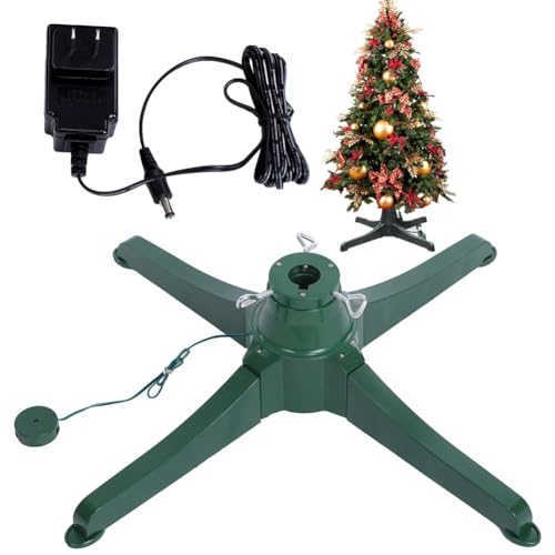 Elektrisch drehbarer Weihnachtsbaumständer, stabiler, um 360° drehbarer Weihnachtsbaum-Basisstän der, verstellbarer künstlicher Weihnachtsbaumhalter mit Netzteil-Adapter für bis zu 7,5 Fuß und 80 Pfund
