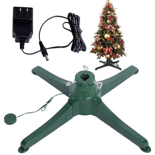 Elektrisch drehbarer Weihnachtsbaumständer, stabiler, um 360° drehbarer Weihnachtsbaum Basisstän, verstellbarer künstlicher Weihnachtsbaumhalter mit Netzteil Adapter für bis zu 7,5 Fuß und 80 Pfund