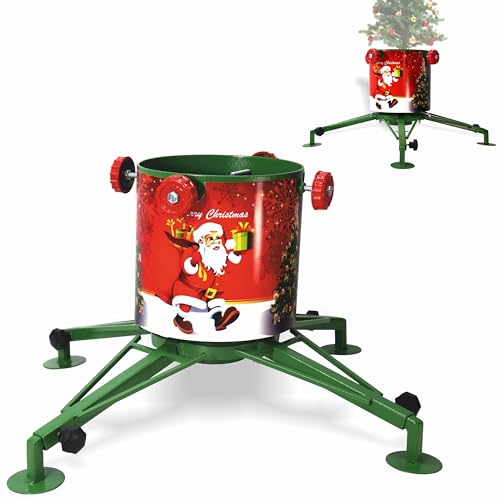 FEBTECH - Weihnachtsbaumständer - 8  breiter Zylinder - Verziert mit Weihnachtshülse - Echter und künstlicher Baumständer - Verstellbarer Ständer - Kompatibel als beide - Weihnachtsbaumständer mit