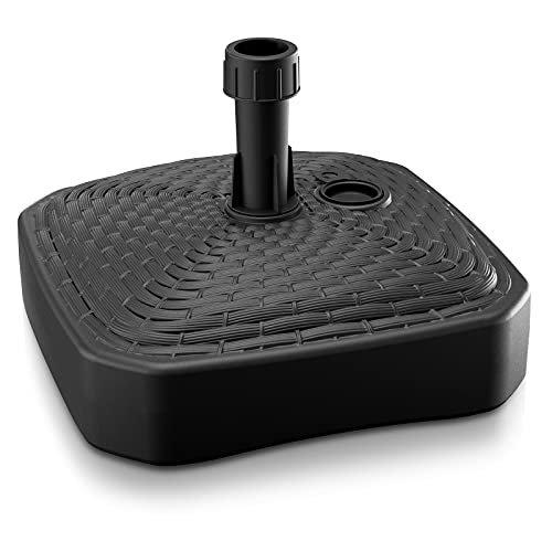 Deuba® Sonnenschirmständer Poly Rattan Eckig bis Ø 26 mm Mast Befüllbar Sonnenschirm Schirmständer Ständer Gartenschirm Balkon Terrasse Garten Schwarz