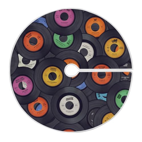 Christbaumdecke Vinyl-Schallplatten Musik Weihnachtsbaumdecke Rund Weich Christbaum Decke Retro Weihnachten Baumrock Für Neujahr Weihnachten Festival Atmosphere S