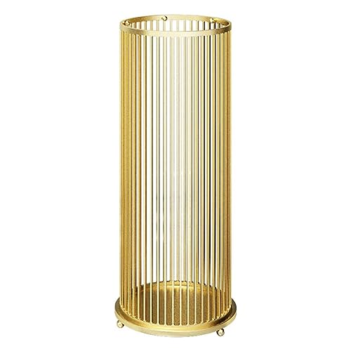 BURLOE Luxus Runde Metal Schirmständer,Moderne Premium Regenschirmständer Fass Boden Stehend Für Canes Walking Sticks Regenschirm Lagerung Behälter Veranstalter,Gold