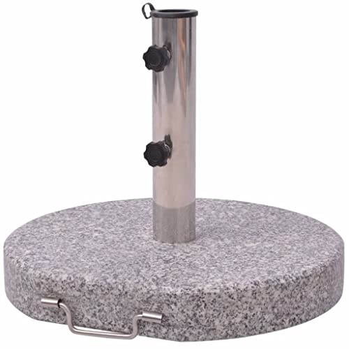 CLALER Rund Sonnenschirmständer 30kg, polierter Granit Schirmständer, Sonnenschirm Schirmfuß mit Griff und Rollen, Grau