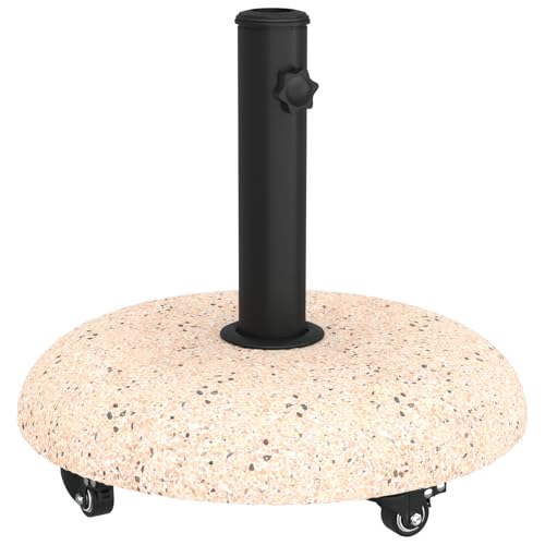 Tidyard Wheeled Parasol Base für 37/42/52/58mm Pfosten aus gelbem Beton Schirmständer Schirmfuß für Balkon Poolbereich Camping Events